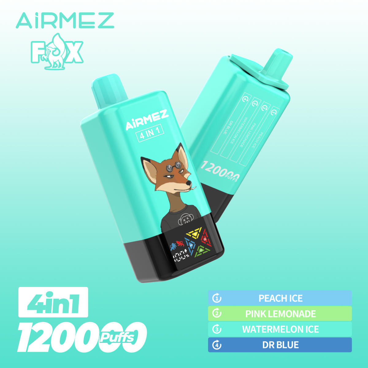 Airmez Vape Fox 4in1 120K – 120.000 Züge 4 Geschmäcker – Bild 3