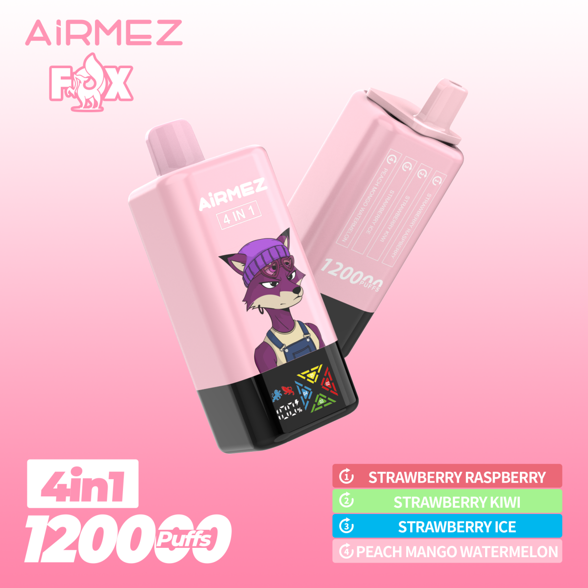 Airmez Vape Fox 4in1 120K – 120.000 Züge 4 Geschmäcker – Bild 4
