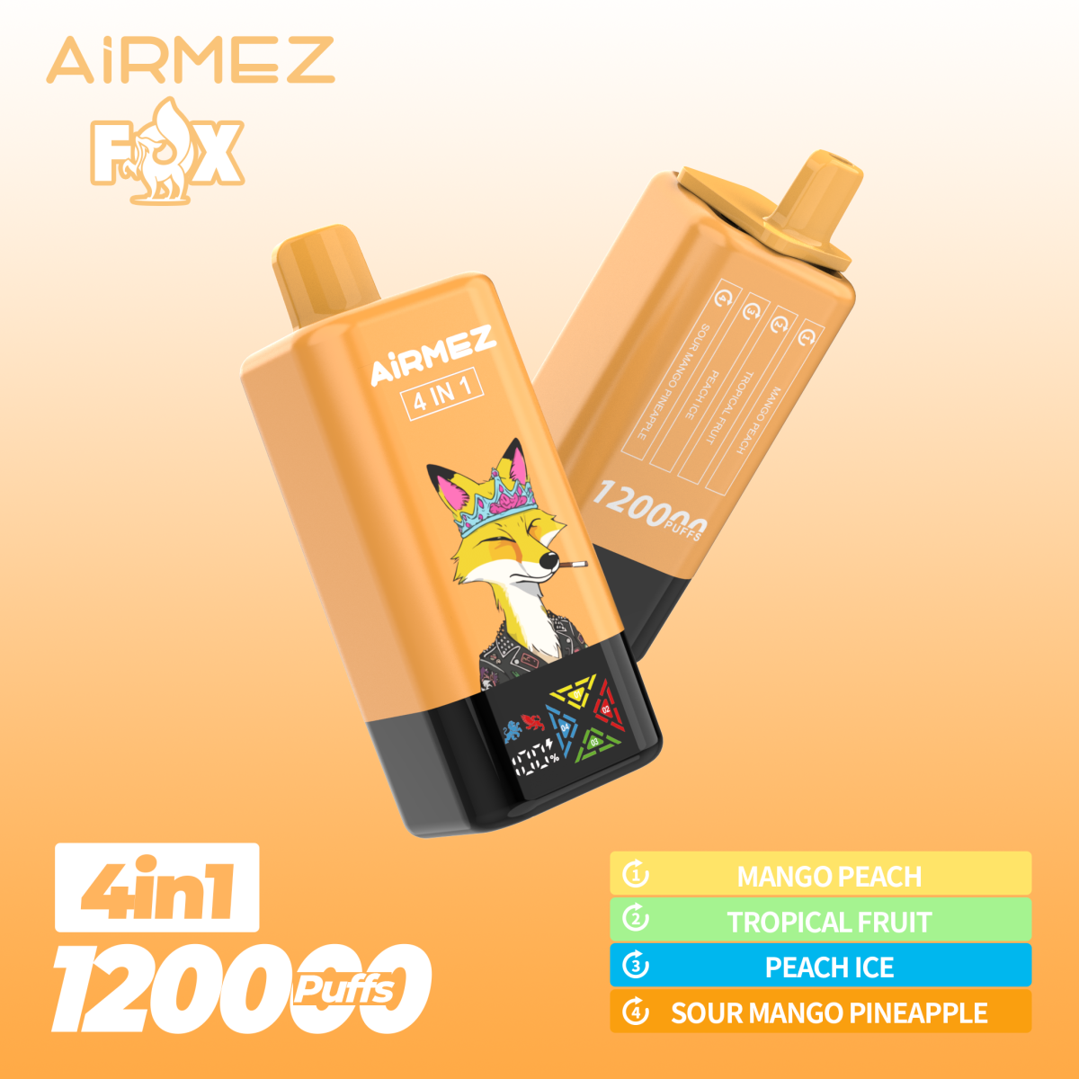 Airmez Vape Fox 4in1 120K – 120.000 Züge 4 Geschmäcker – Bild 5