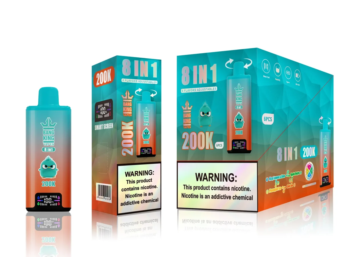 Bang king 300000 300k Puffs Bang 300k 8 in 1 Flavors New Vape - FizzyLemon & LimeApple MojitoPineapple IceCola Ice