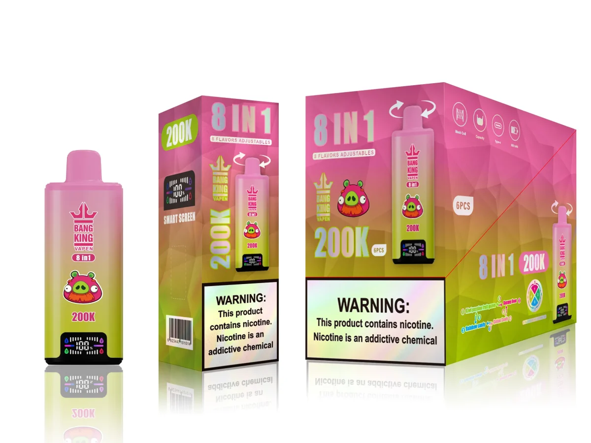 Bang king 300000 300k Puffs Bang 300k 8 in 1 Flavors New Vape - Kiwi Passion Fruit GuavaGummy BearRainbow CandyCotton Candy