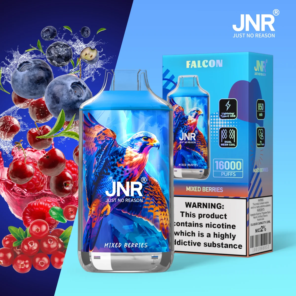 JNR Falon 16000 16k Puffs – Disposable Vape - Mixed Berries-FN28