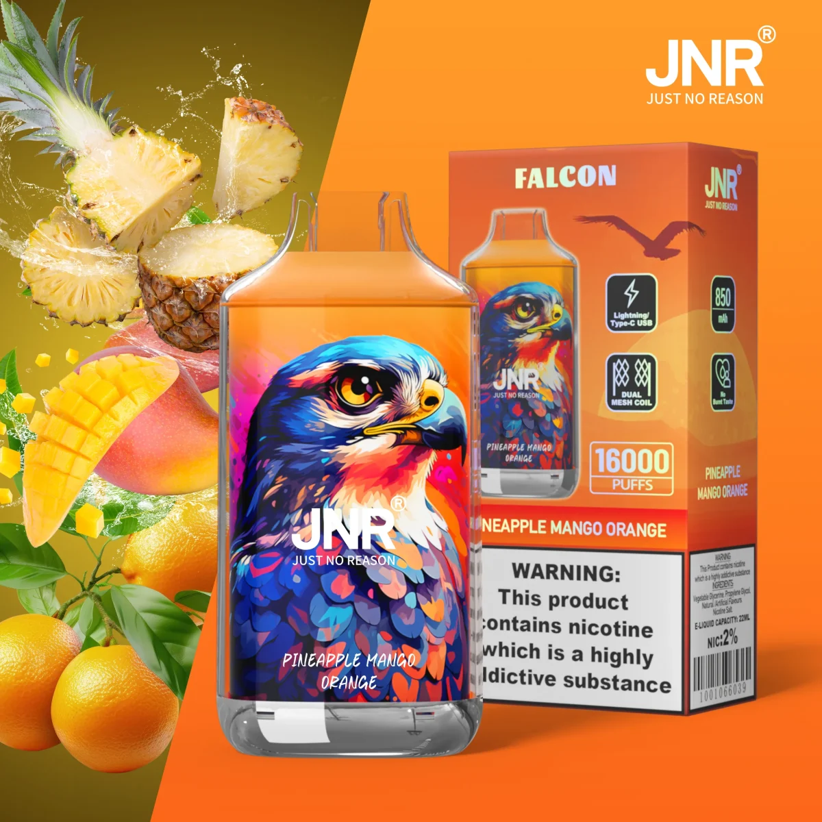 JNR Falon 16000 16k Puffs – Disposable Vape - Pineapple mango orange