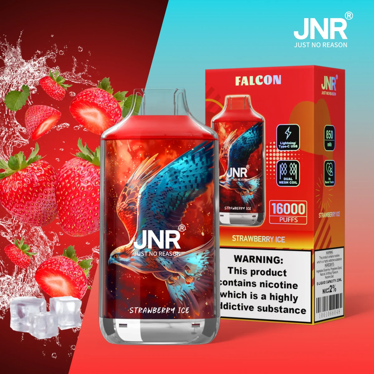 JNR Falon 16000 16k Puffs – Disposable Vape - Strawberry Ice-FN27