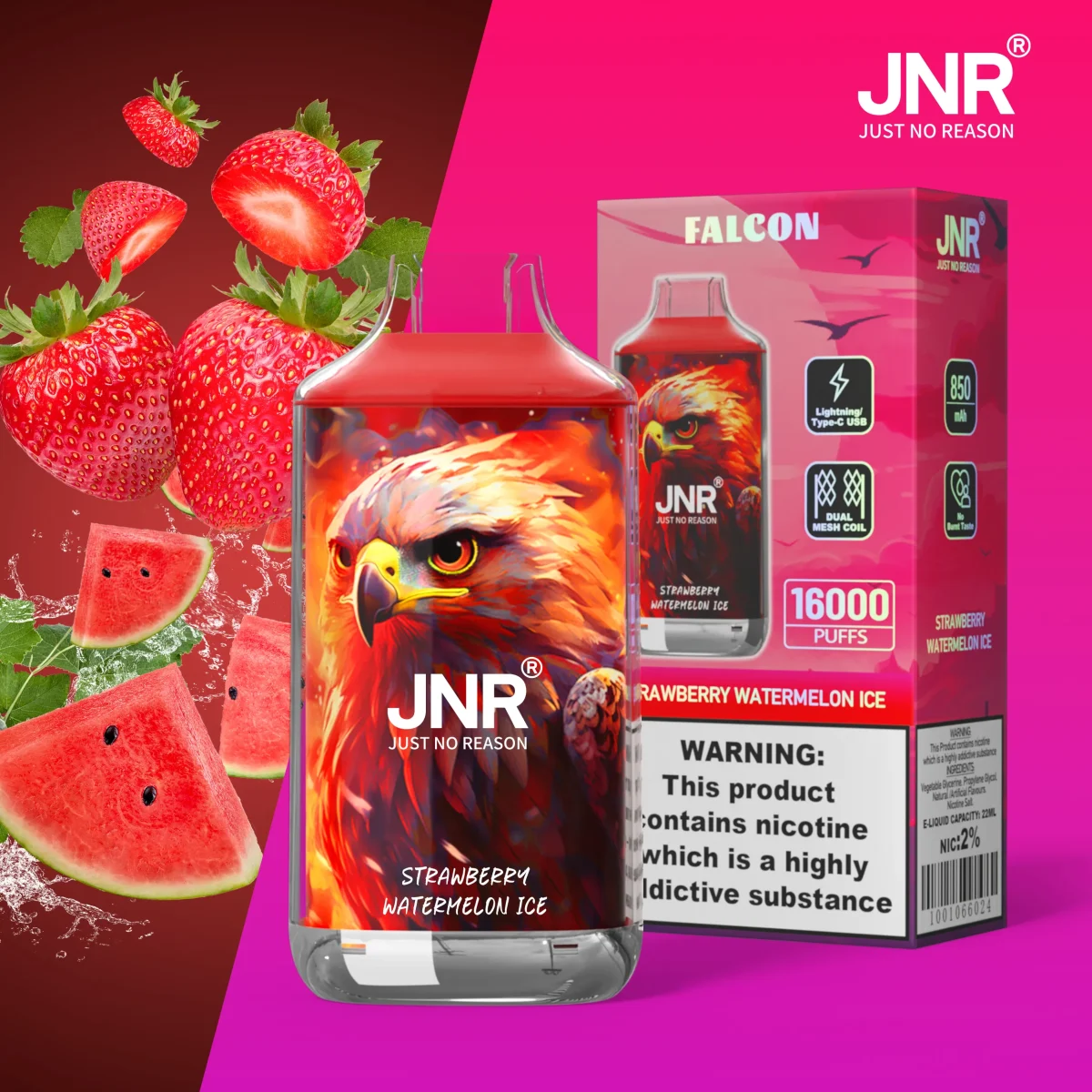 JNR Falon 16000 16k Puffs – Disposable Vape - Strawberry Watermelon Ice