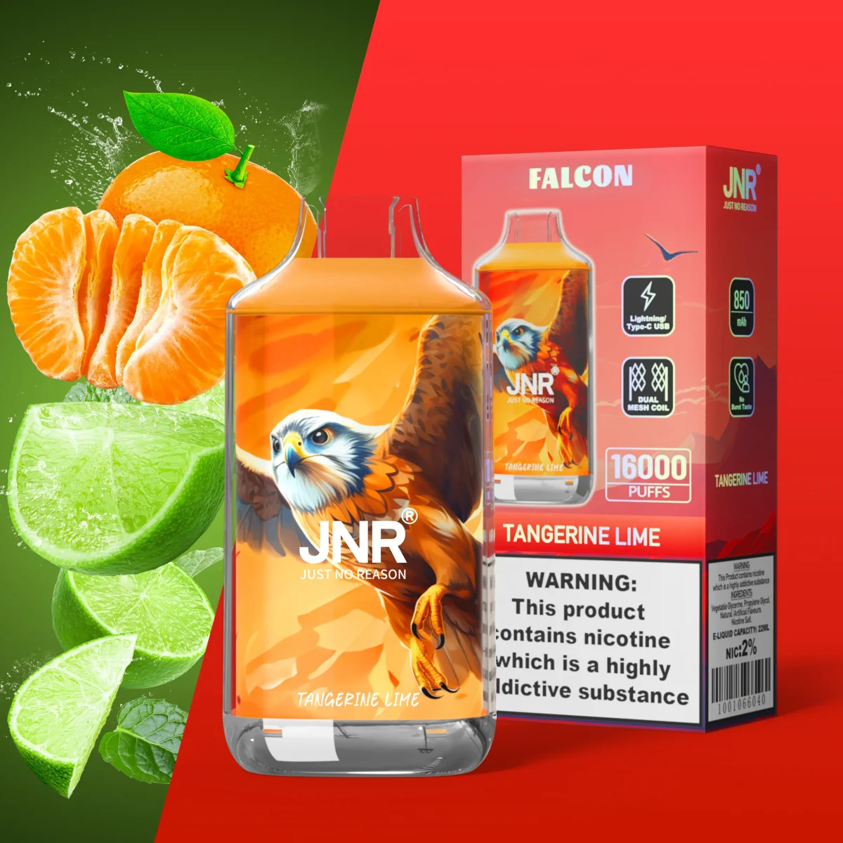 JNR Falon 16000 16k Puffs – Disposable Vape  - Tangerine Lime-FN18