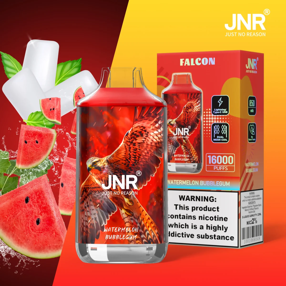 JNR Falon 16000 16k Puffs – Disposable Vape - Watermelon Bubblegum-FN29