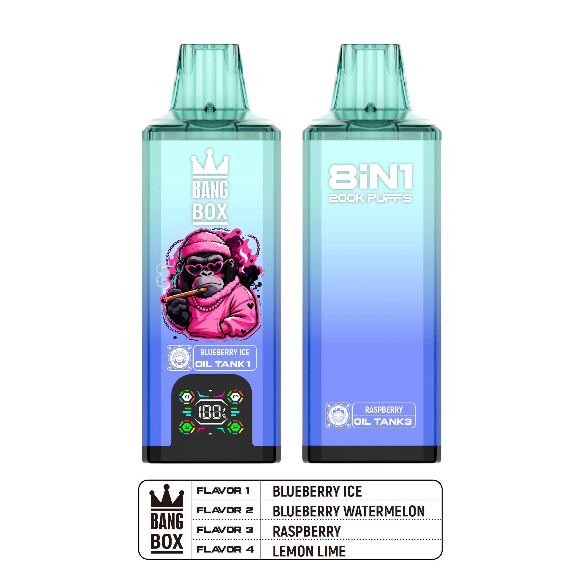 Puff 200k Bang Box 200k - Blueberry Ice+Blueberry Watermelon+Raspberry+Lemon Lime (2)