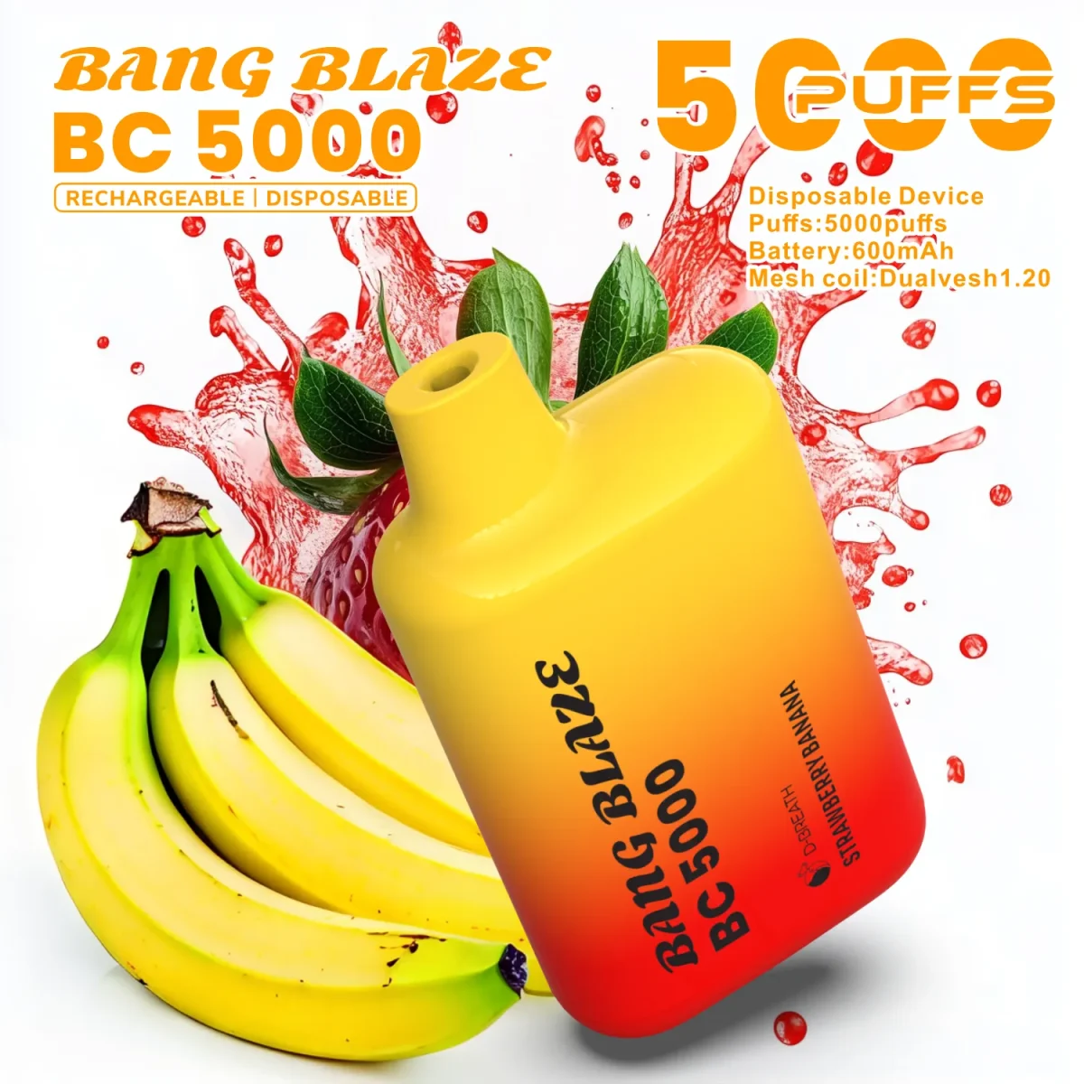 Bang Blaze BC5000 E Cigarette Vape - Strawberry Banana