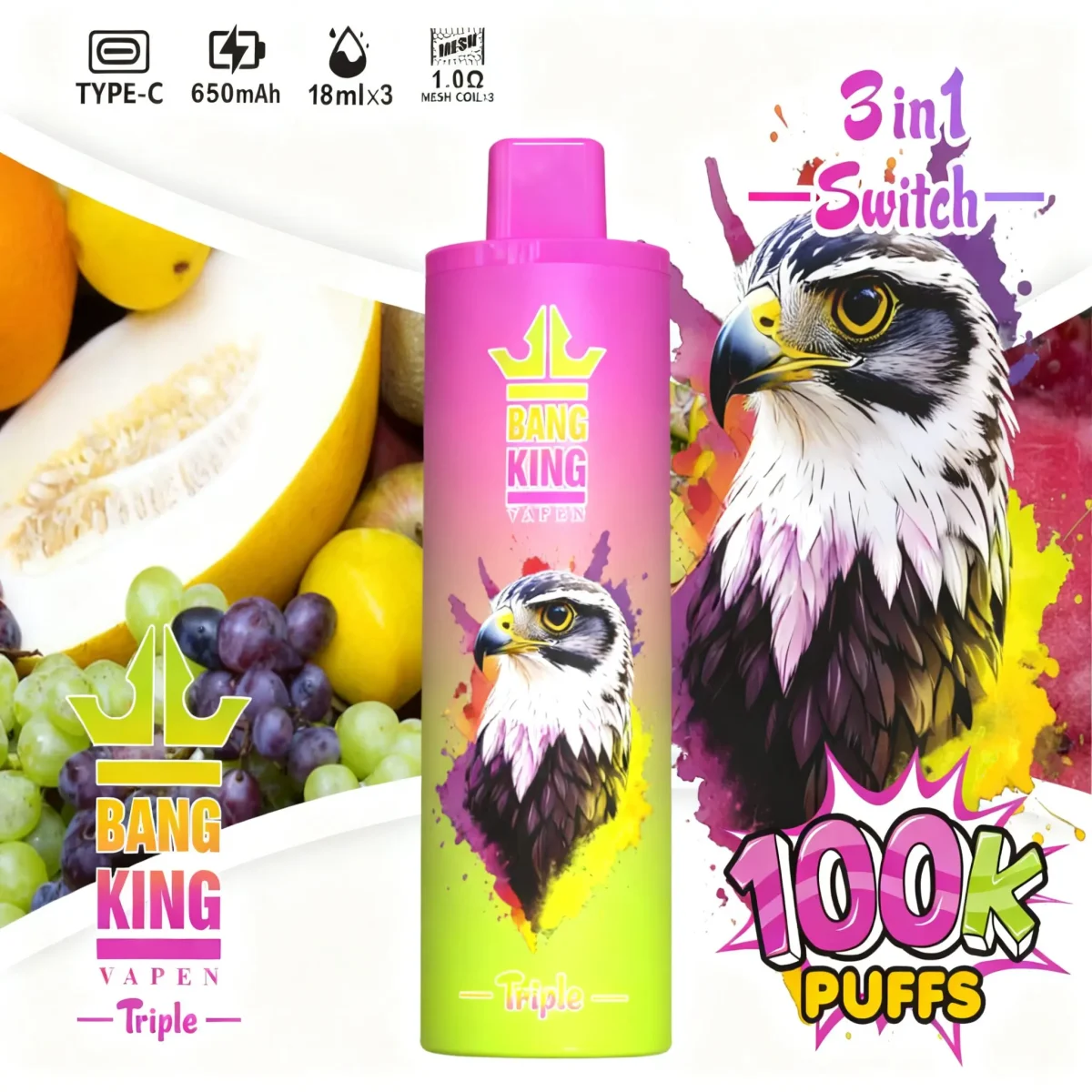 Bang King Triple 100K-pineapple-coconut-strawberry-banana-blue-razz.jpg