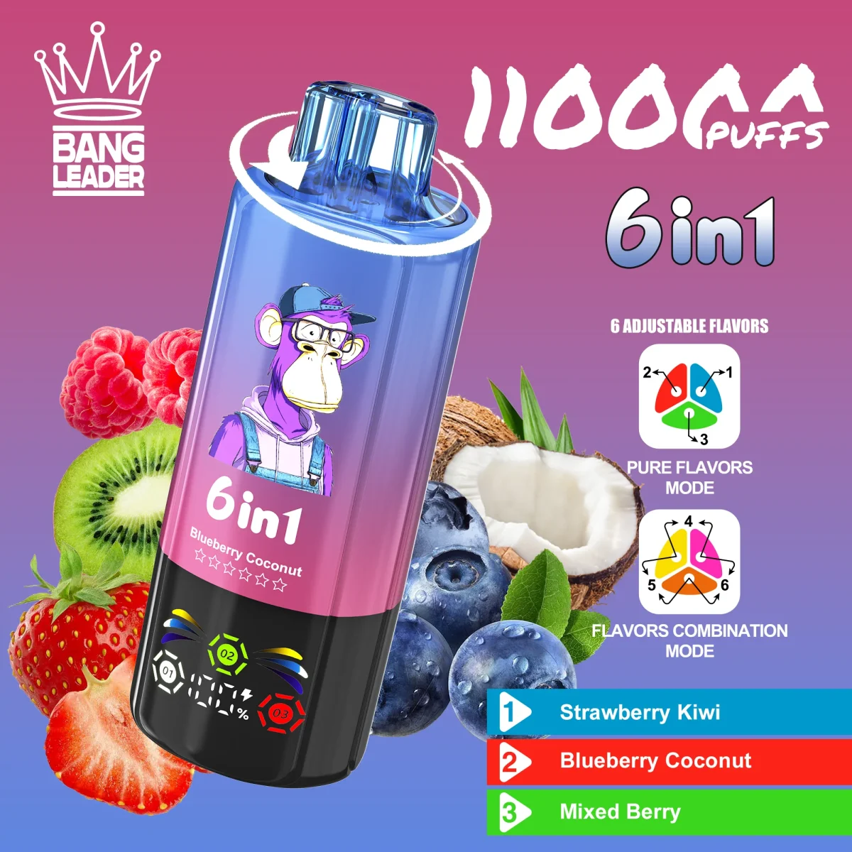 Bang Leader 110K - Strawberry Kiwi & Blueberry Coconut & Mixed Berry