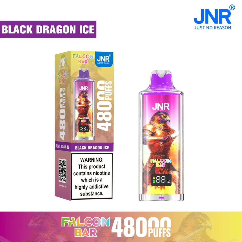JNRファルコン・バー-48000パフ・ディスパサブル・ベイプフレーバー・ブラックドラゴンアイス