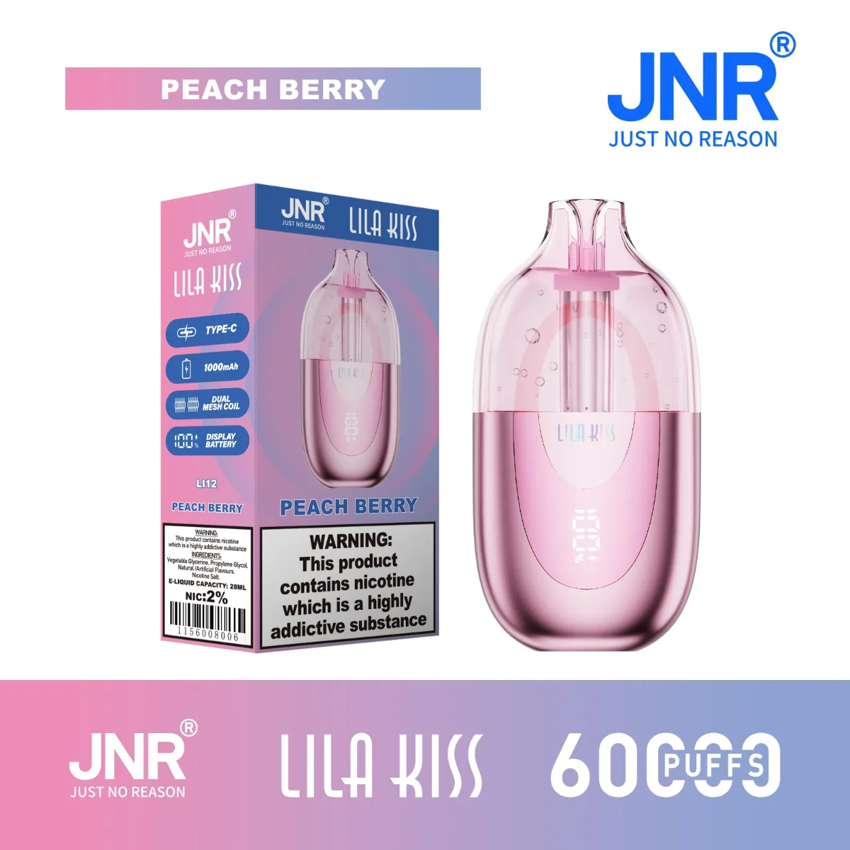jnr-lila-kiss-peach-berry Jnr Lila Kiss Peach Disposable Vape detail